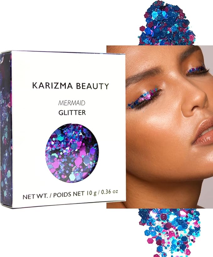 KARIZMA Mermaid Glitter - 10g Chunky Face, Hair, Eye & Body Glitter for Women. Rave & Festival Accessories-FlexoryFit