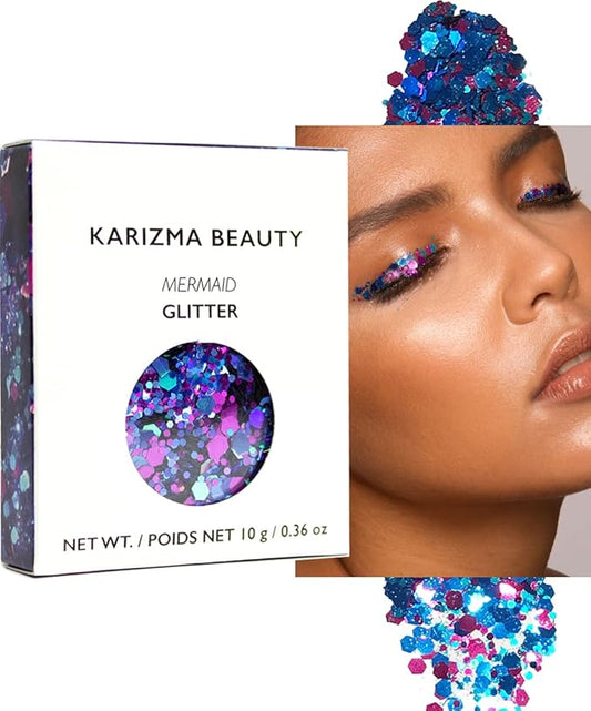 KARIZMA Mermaid Glitter - 10g Chunky Face, Hair, Eye & Body Glitter for Women. Rave & Festival Accessories-FlexoryFit