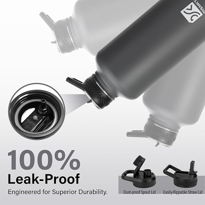 Insulated Water Bottle | Thickened Stainless Steel for Gym and Hiking with Straw, Carrier Bag, Handle Strap | BPA-Free 87 oz-FlexoryFit
