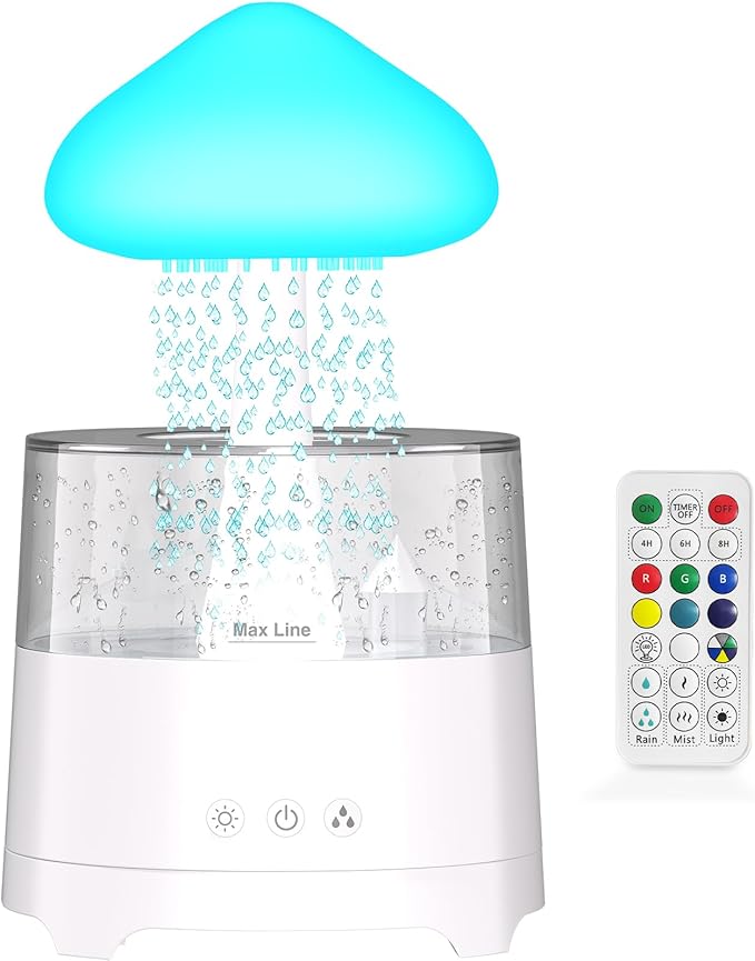 Diffuserlove Rain Diffuser Cloud Humidifier 450ML Diffuser Water Drip Waterfall Lamp Mushroom Humidifier