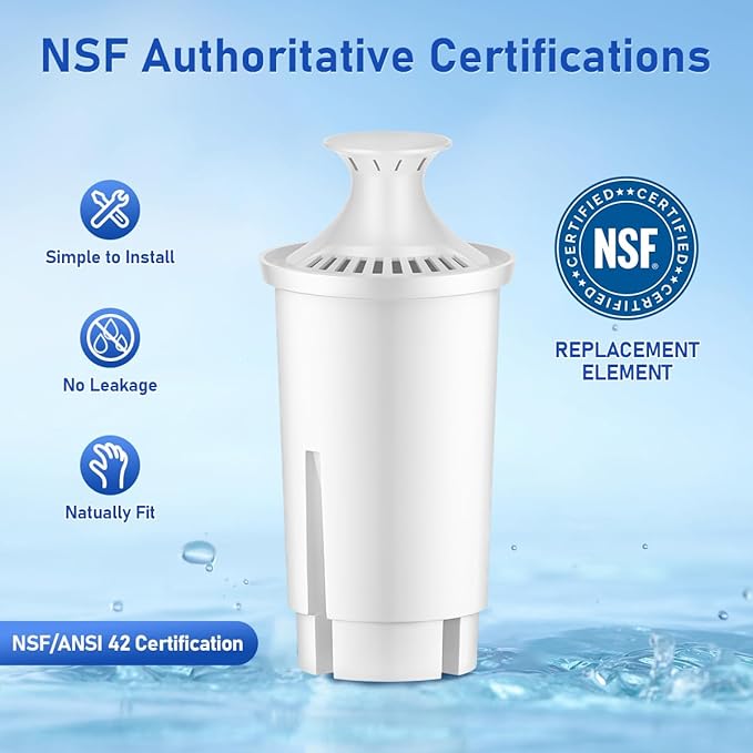 Replacement for Brita Water Filter, Replacement for Brita Water Pitchers and Dispensers, Classic OB03, Mavea 107007, 35557, NSF Certified Water Filter, 3 Pack