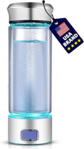LevelUpWay - Hydrogen Water Bottle Up to 4000PPB SPE PEM Technology Water Ionizer (Borosilicate Glass, Silver)