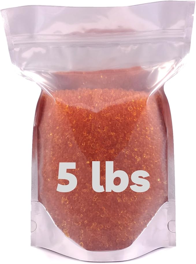 Silica Gel Beads Orange, 3-5mm | Orange Silica Gel Beads Turn to Green to Indicate Reactivation. Reusable Desiccant Beads Rechargeable Moisture Absorber Silica Gel (5.0 lb)