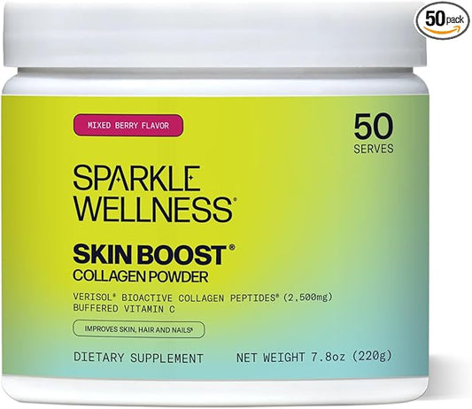 Hydrolyzed Collagen Powder - Sparkle Skin Boost (Mixed Berry) [50-Serves] Verisol Collagen Hydrolysate Protein Powder Vitamin C Paleo Non-GMO Gluten Free Beauty Supplement Drink-FlexoryFit