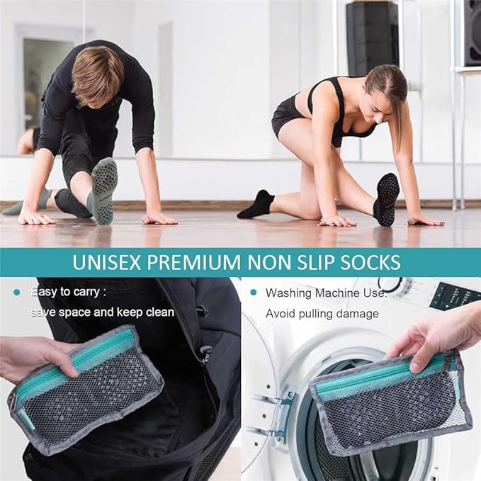 Hylaea Unisex Non Slip Socks with Grip for Yoga, Hospital, Pilates, Barre | Ankle, Cushioned-FlexoryFit