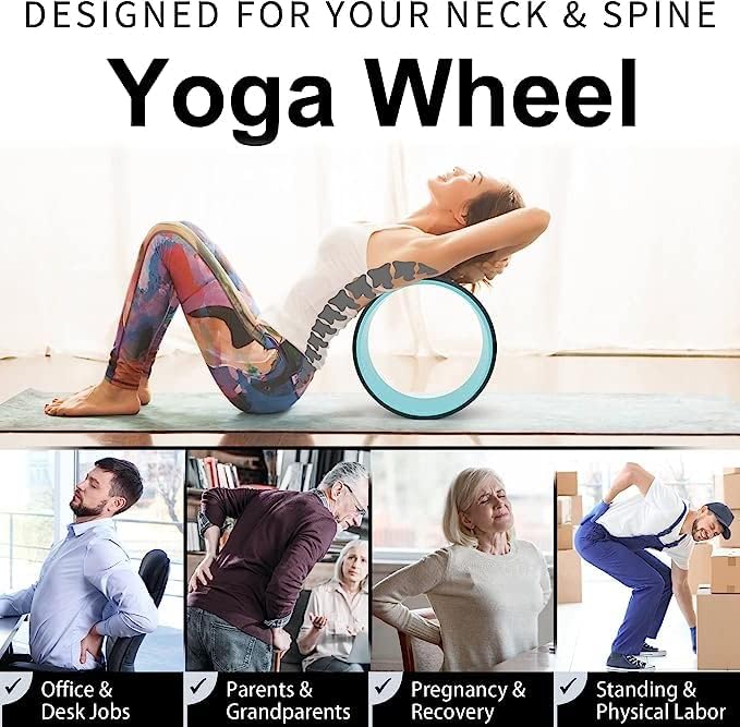 Yoga Wheel for Back Pain Relief, Back Roller Wheel with Extra Cushion, Wider & Thickest Foam, Stretches and Strengthens Core Muscles-FlexoryFit