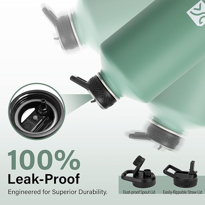 1 Gallon Water Bottle Insulated | Thickened Stainless Steel Vacuum Metal Water Jug | Portable Sports Large for Gym and Hiking with Straw, Carrier Bag, Handle Strap | BPA-Free 128 oz-FlexoryFit