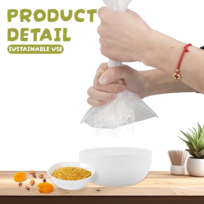4 Pack Nylon Nut Milk Bag, 8 × 12 Inches Fine Mesh Cheese Cloth Multiple Food Strainer with Drawstring Reusable Professional Cold Brew Filter for Straining Juice Coffee Yogurt Tea Almond Milk