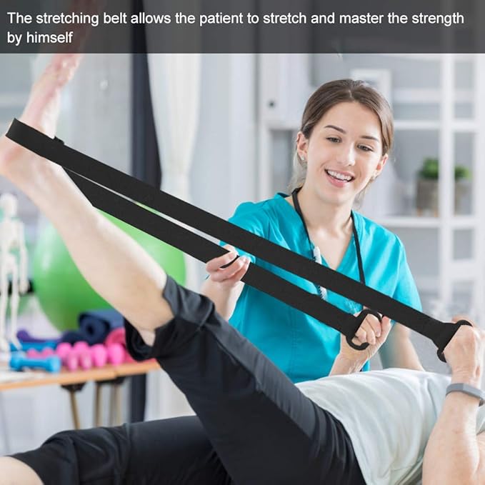 ZJchao Stretching Strap Yoga Strap, Foot Drop Fascitis Plantar Ankle Training Belt, Exercise Strap, Black, OK Cloth-FlexoryFit