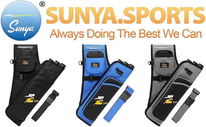 SUNYA Archery Hip Quiver for Arrows. Includes 3 Tubes Arrow Holder, Accessories Pockets and Waist Belt. Fit for Compound and Recurve Bow Practice.