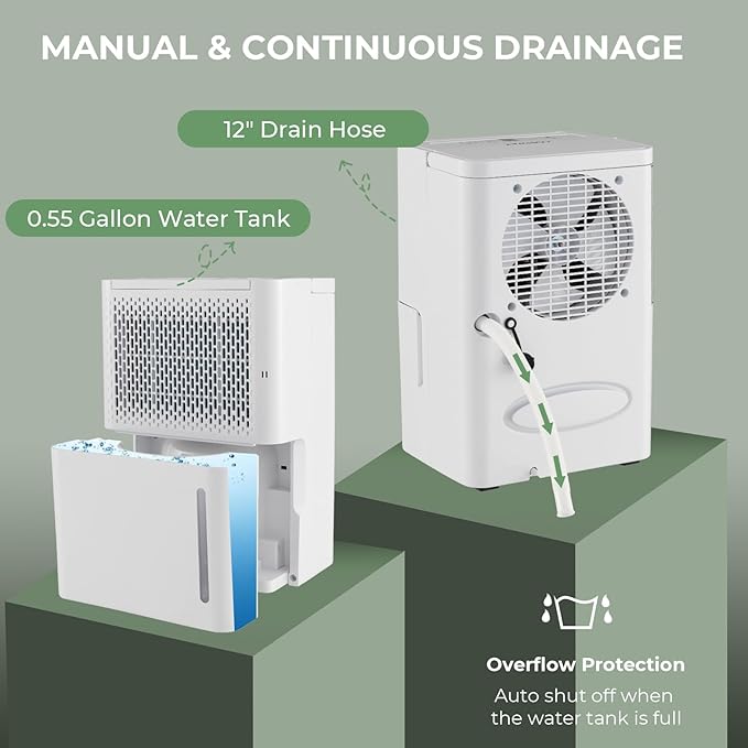 COSTWAY 2000 Sq. Ft Dehumidifier for Basement, 32 Pint Quiet & Energy Efficient Dehumidifier with Continuous/Drying/Auto Mode, 24H Timer, Drain Hose & Portable Handle for Bathroom Bedroom