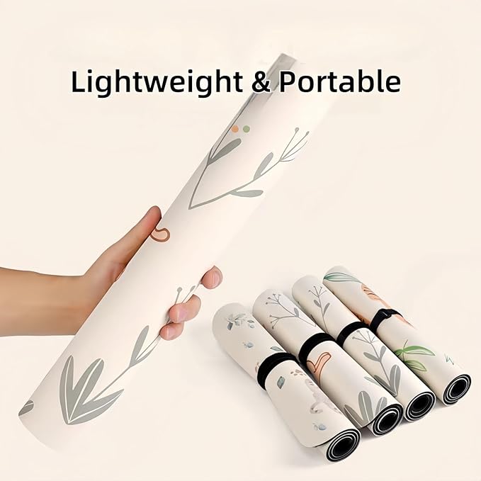 Mini Yoga Mat with Playful Cat Design, Yoga Knee Pads,Double-Sided Non-Slip, Meditation,Exercise Mat for Women&family use,White-FlexoryFit