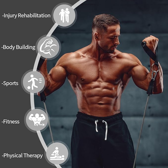 VEICK Resistance Bands, Exercise Bands for Working Out with Handles, Elastic Workout Bands for Men Women, Exercising Bands for Strength Training Equipment at Home Gym-FlexoryFit