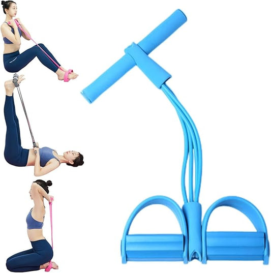 21 Fitness Resistance Bands - 4 Tube Pedal Ankle Puller, Yoga Handle Bands Exerciser Multifunction Trainer Tension Rope for Body, Abdomen, Waist, Arm, Tummy Exercise Stretching Training ( Color : Blue-FlexoryFit