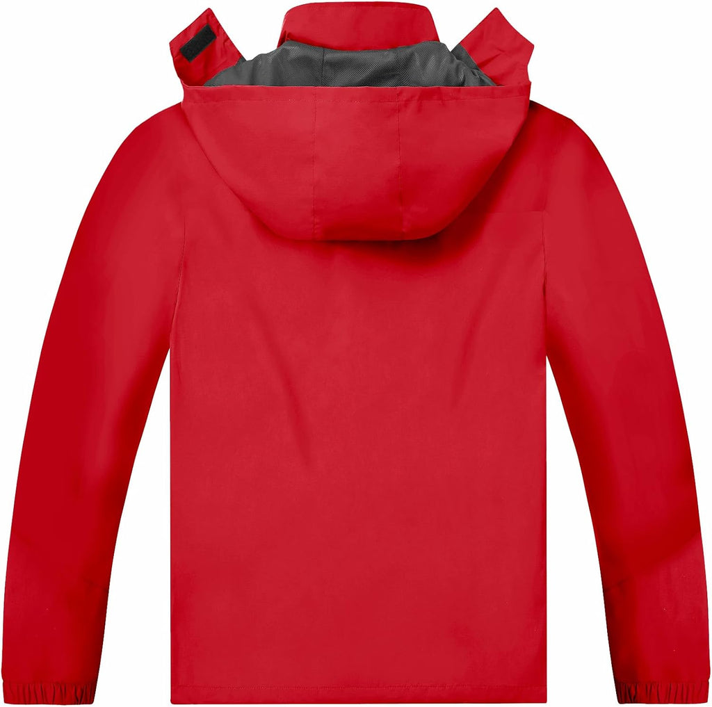 TEZO Mens Rain Jacket Waterproof with Hooded Hiking Coat Lightweight Windbreaker