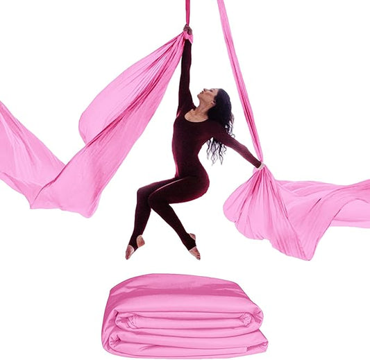 15/25 Yards Aerial Silk Professional Indoor Aerial Yoga Hammock Fabric Outdoor Fitness Silk for Dance, Circus Training, Home Gym-FlexoryFit