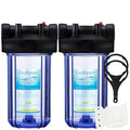 Geekpure 10-Inch Whole House Clear Water Filter Housing with Wrench and Bracket -4.5 x 10 Inch-1" Port-Pack 2