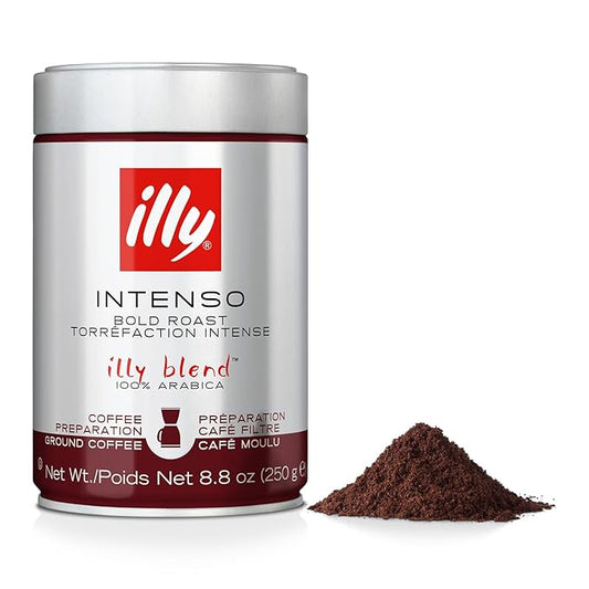 Illy Intenso Ground Drip Coffee, Bold Roast, Intense, Robust And Full Flavored With Notes Of Deep Cocoa, 100% Arabica Coffee, No Preservatives, 8.8oz (Pack Of 1)-FlexoryFit