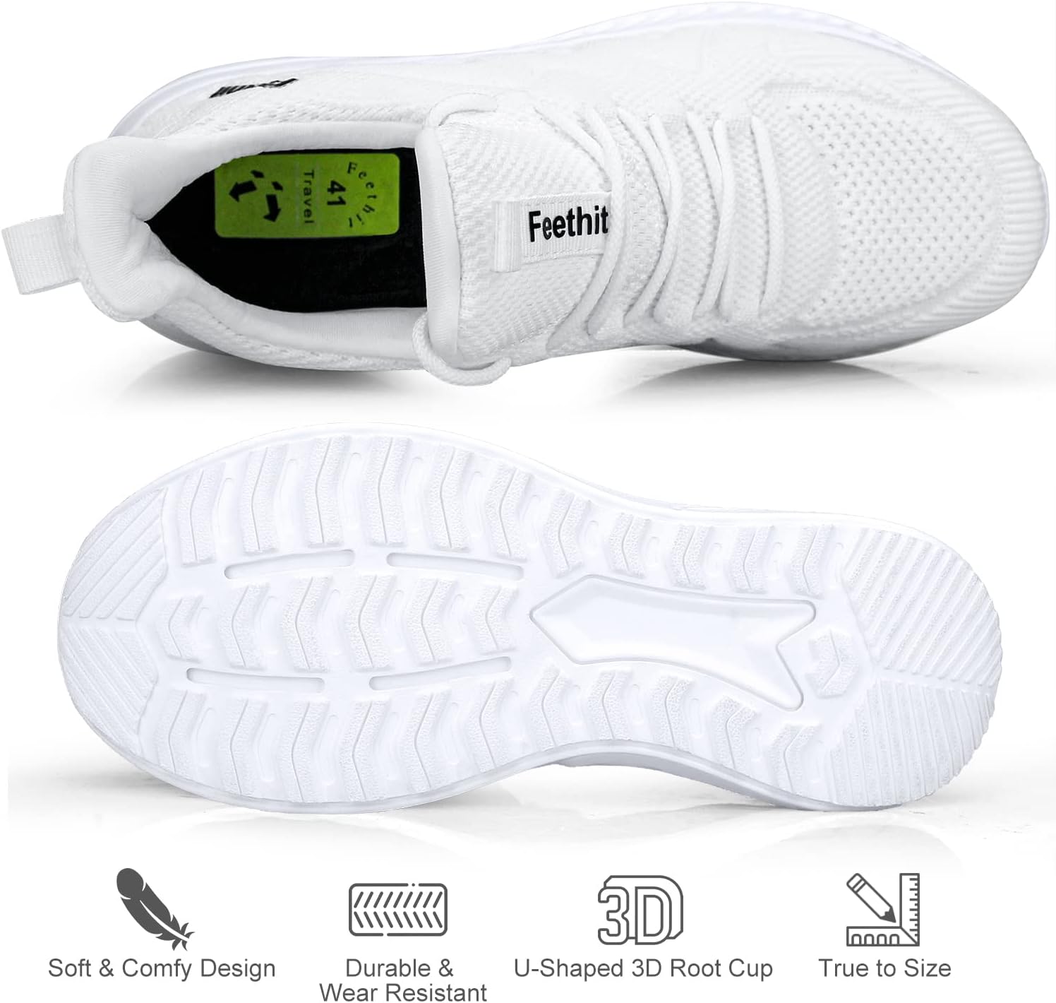Feethit Mens Non Slip Walking Sneakers Lightweight Breathable Slip on Running Shoes Athletic Gym Tennis Shoes for Men