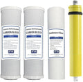 IPW Industries, Inc. - Replacement Water Filters Set - Carbon Block Filters, Sediment Filter and 36 GPD Membrane for Reverse Osmosis (RO) System