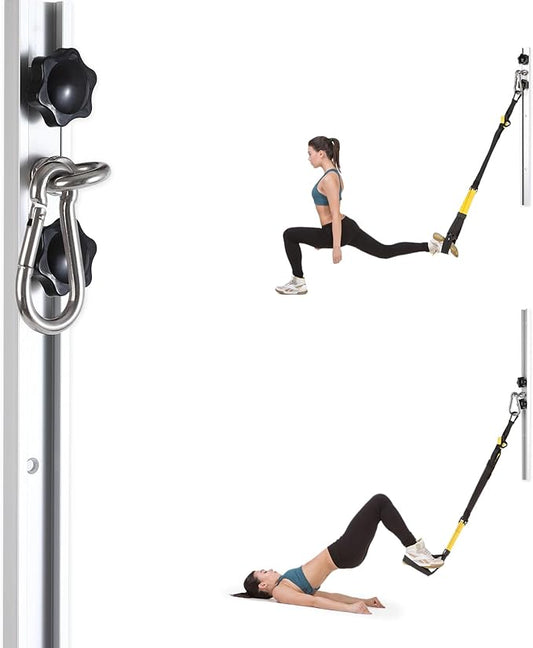 Resistance Band Wall Anchor,Gym Resistance Bands,djustable Workout Wall Anchor System,for Resistance Band Exercises,with 2 Rail and 2 Rail Car,Easy Installation(double set,No Resistance Bands)-FlexoryFit