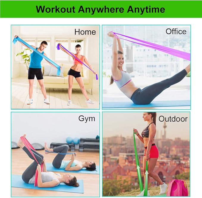 Resistance Bands, Elastic Exercise Bands for Working Out, Physical Therapy, Recovery, Yoga, Pilates, Strength Training-FlexoryFit