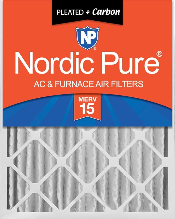 Nordic Pure 20x24x4 (19_3/8 x 23_3/8 x 3_5/8) Pleated Air Filters MERV 15 Plus Carbon 1 Pack