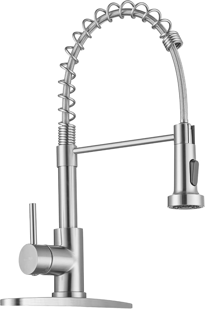 WEWE Kitchen Faucets, Brushed Nickel Kitchen Faucet by WEWE