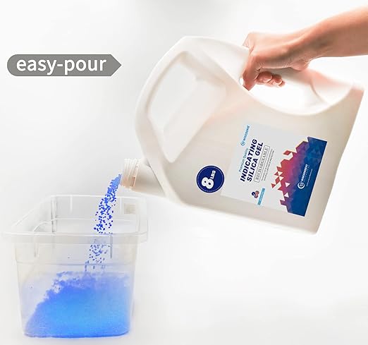 [Net Weight 24LBS] Blue Indicating Silica Gel Beads Desiccants - Rechargeable Desiccant Beads Silica Beads (Blue to Pink, 3 Packs of 8LBS)
