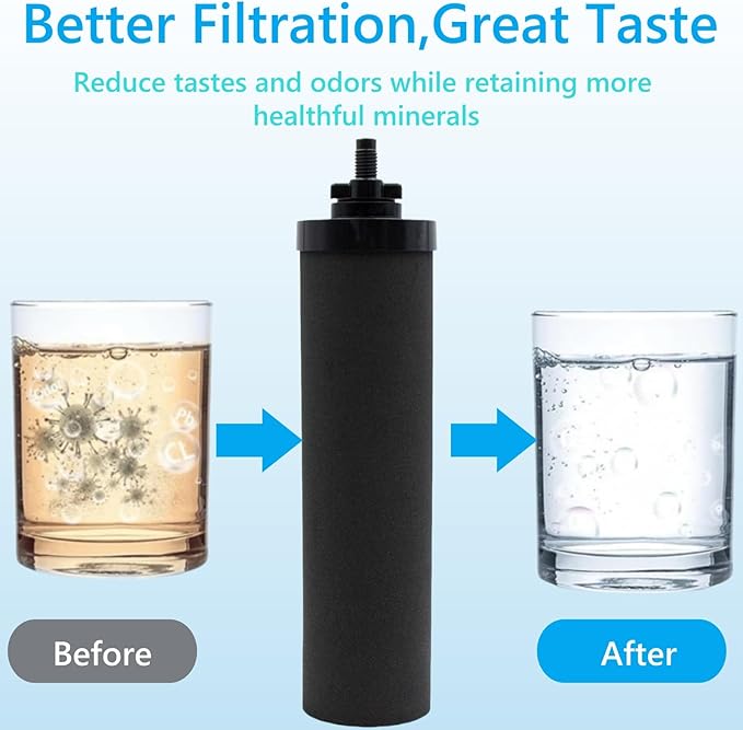 Water Filters Replacement for Berkey, 2 Pack Black Purification Elements for BB9-2 Gravity Filtration System