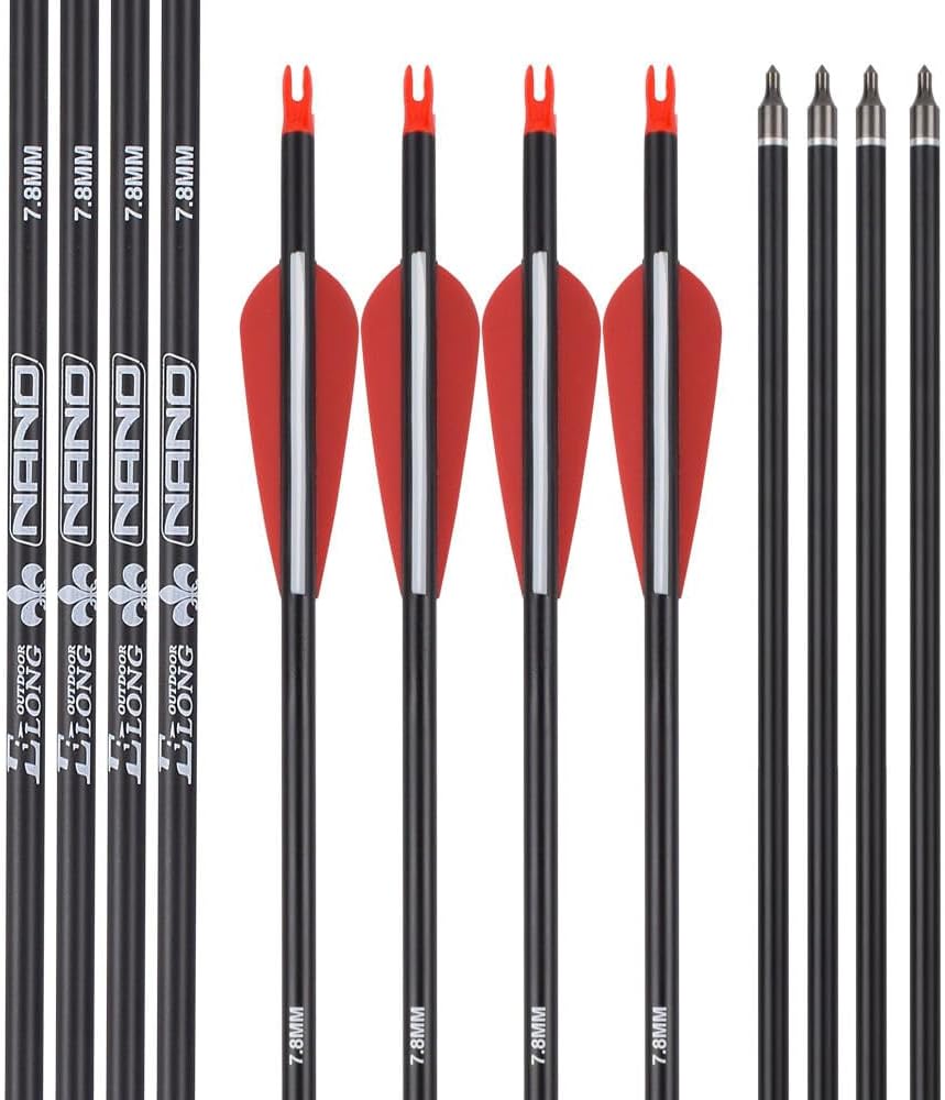 Carbon Arrow Hunting Arrows with 100 Grain Removable Tips for Archery Compound & Recurve & Traditional Bow Practice Shooting (Pack of 12)