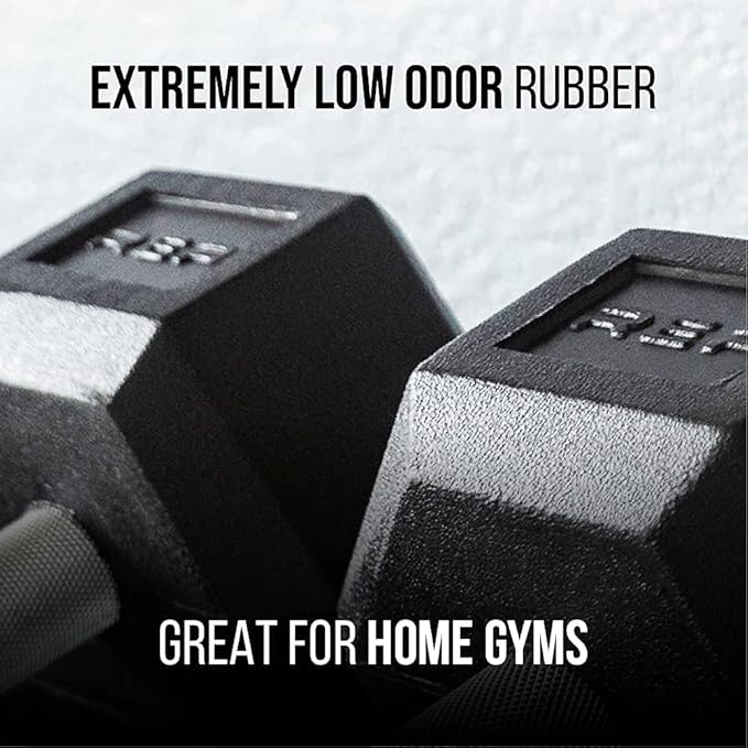REP Fitness Rubber Hex Dumbbell Set, Adjustable Weight Pairs, Home Gym Equipment, Strength Training For Men Women, Black Coated Grips, Workout Rack Storage Optional, Heavy Lb Free Weights-FlexoryFit