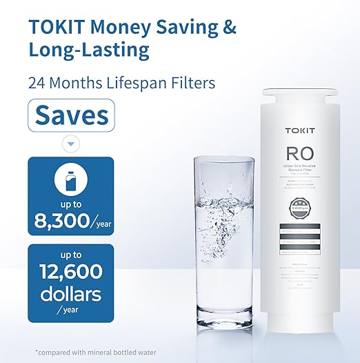 TOKIT U1 SE Under Sink Reverse Osmosis Water Filter System with Faucet 400 GPD High Flow 2:1 Pure to Drain Tankless RO Under Sink Water Filtration System FCC/SGS, NSF/ANSI 58&42 for Home Reduce TDS