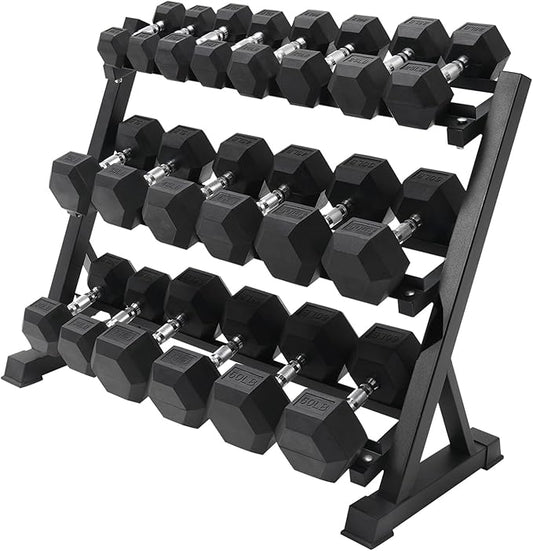 RITFIT 300/350/450/650/180/200/210 LB Rubber Hex Dumbbells Set with Optional Dumbbell Rack, Multi Weight Set to Choose, Ideal for Home Gym and Fitness-FlexoryFit