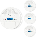 4-Pack, 2-in-1 Smoke and Carbon Monoxide Detector Combo, Battery Operated CO & Smoke Fire Alarm Carbon Monoxide Detectors with LCD Display for Home, Easy to Install