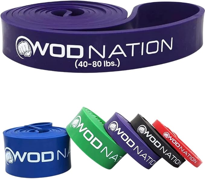 WOD Nation Pull Up Assistance Bands (10-175lbs Band) - Best for Pullup Assist, Chin Ups, Resistance Bands Exercise, Stretch, Mobility Work & Serious Fitness - 41 inch Straps-FlexoryFit