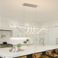 Modern LED Pendent Lights Kitchen Island,3000k-6000K Adjustable Color Dining Room Light Fixture,Dimmable with Remote Control Aluminum for Kitchen, Living, Dining,Bedroom(57in Chrome Silver
