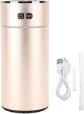 Portable Dual Spray Aromatherapy Diffuser and Humidifier with 300ml Water Tank for Smart Car Air Freshening (Gold)