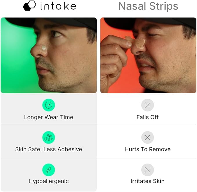 Intake Breathing Nasal Strip Starter Kit (15 Count, Black) - Boost Oxygen Intake, Reduce Snoring, Improve Sleep Quality - Sweat Resistant, Skin Safe Nasal Strips - Extra Strength Snoring Solution-FlexoryFit
