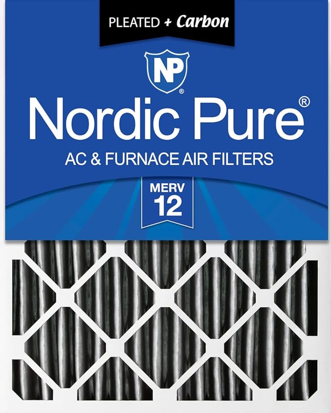 Nordic Pure 20x24x4 (19_3/8 x 23_3/8 x 3_5/8) Pleated Air Filter MERV 12 Pleated + Carbon 1 Pack