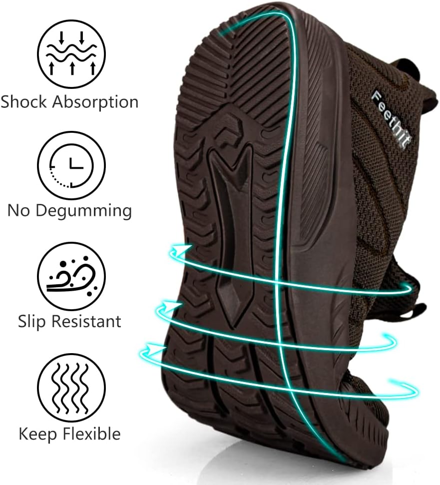 Feethit Mens Non Slip Walking Sneakers Lightweight Breathable Slip on Running Shoes Athletic Gym Tennis Shoes for Men
