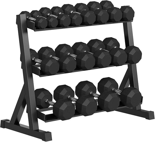 Rubber Coated Hex Dumbbell Weight Set, Multiple Sizes Exercise & Fitness Dumbbells,100LB Set,110LB Set,200LB,350LB,450LB,550LB, 35-50Lbs Pairs for Muscle Toning, Strength Building & Full Body Workout-FlexoryFit