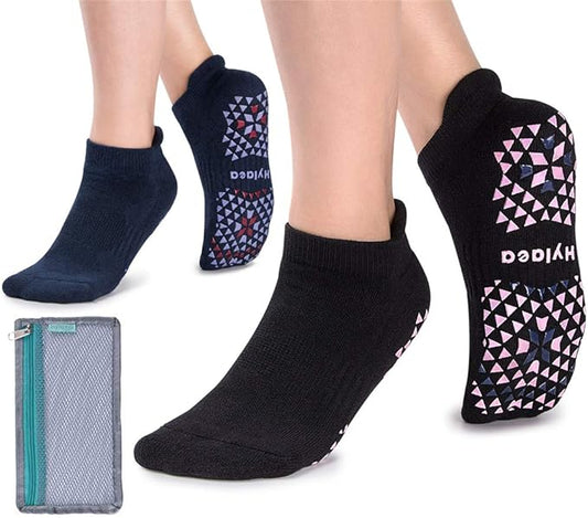 Hylaea Unisex Non Slip Socks with Grip for Yoga, Hospital, Pilates, Barre | Ankle, Cushioned-FlexoryFit