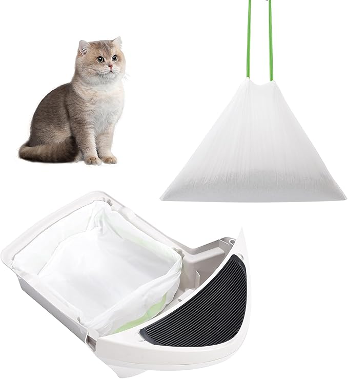 67 Count Waste Drawer Bags for Robot 3 4 and Compatible with Most Self Cleaning Litter Box & ScoopFree Clumping Poop Bin, 9 Gal Kitty Drawstring Liners Leak-proof Disposable Pet Trash Replacement Bags