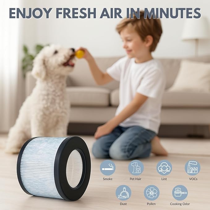 Nispira 3-in-1 True HEPA Filter Replacement Compatible with Miko Air Purifier C102 ibuki MA-01CW, MA-18, Okaysou AirMic4S, 4 Packs