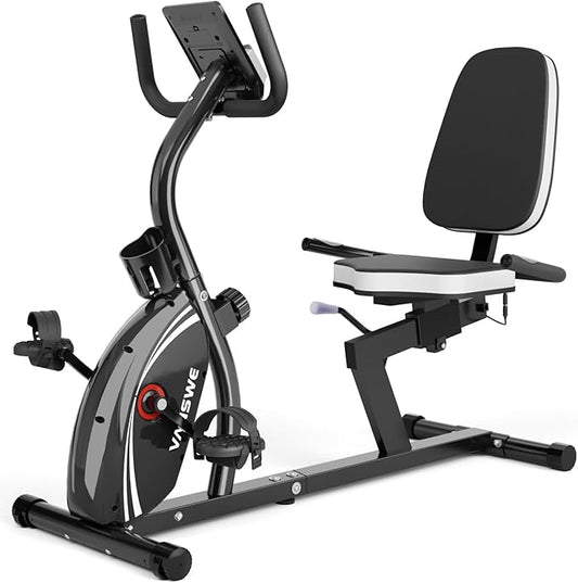 VANSWE Recumbent Exercise Bike for Adults Seniors - Recumbent Bikes for Home with Magnetic Resistance, Bluetooth and App Connectivity, Pulse Sensor-FlexoryFit