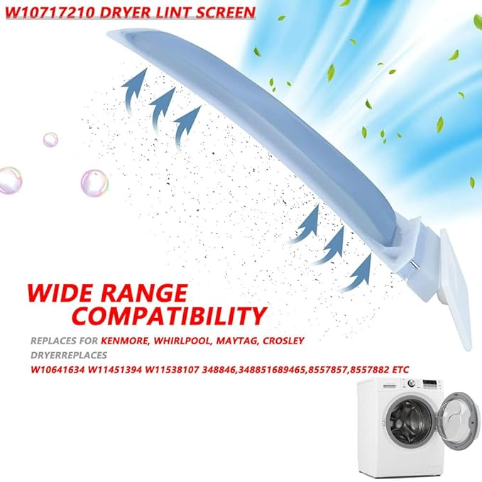 W10717210 Dryer Lint Screen Filter Replacement for Whirlpool, W11607443 Dryer Lint Screen Filter Replacement Compatible for Kenmore - Replaces 8557882 AP6023930 PS11757278 WPW10717210 8557857 348846
