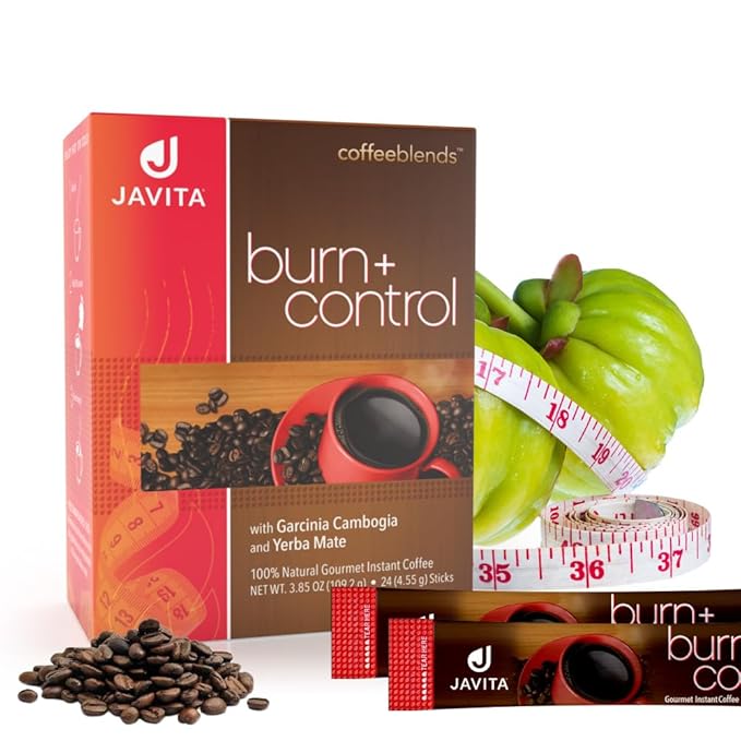 Javita Burn + Control Instant Coffee - Weight Management Herbs, Garcinia Cambogia & Yerba Mate, Slimming Blend with Help of Exercise, Keto Coffee, Dieters Drink, 3 Boxes of 24 (4.55g) Sticks-FlexoryFit