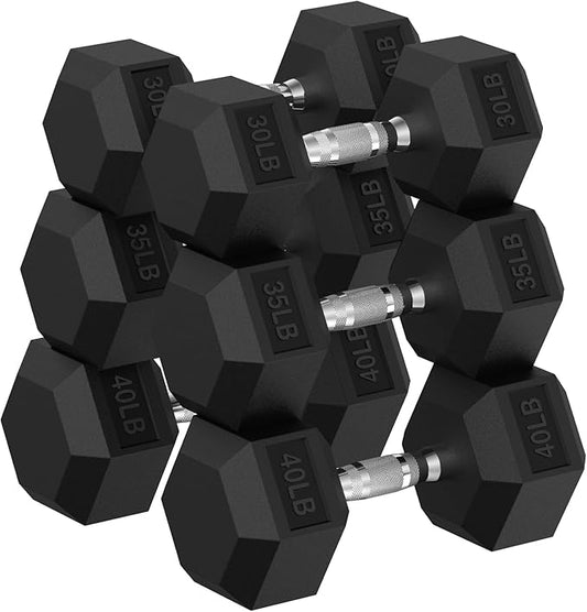 Hex Dumbbell Set, 30-480 lb Set Rubber Encased Exercise & Fitness Dumbbells, Weights Dumbbells Set, Hand Weight for Strength Training-FlexoryFit