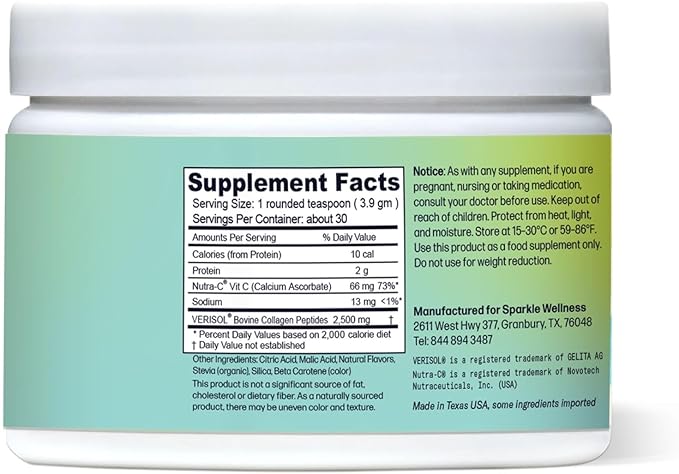Hydrolyzed Collagen Powder - Sparkle Skin Boost (Tropical Coconut & Pineapple) [30-Serves] Verisol Collagen Hydrolysate Protein Powder Vitamin C Paleo Non-GMO Gluten Free Beauty Supplement Drink-FlexoryFit